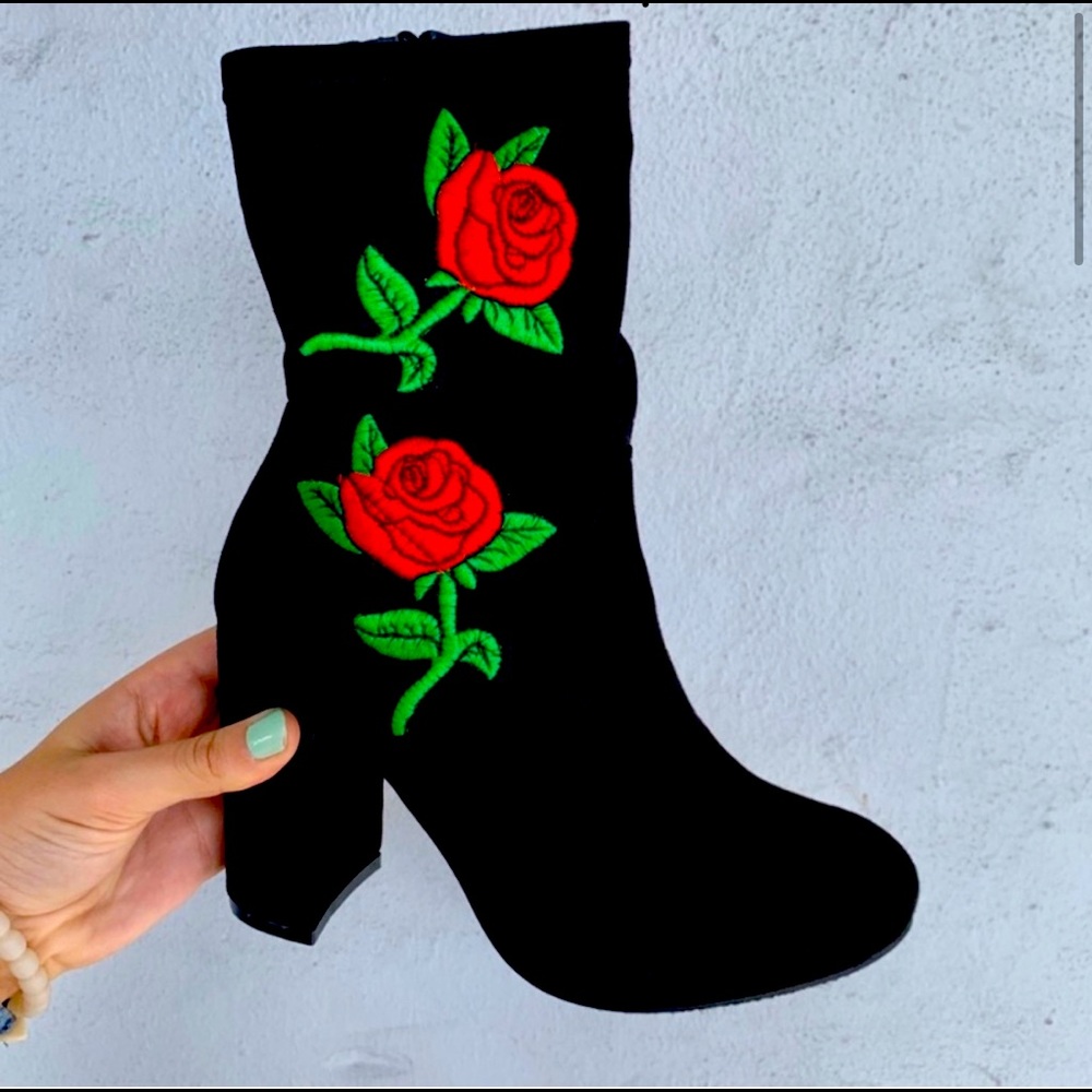 Rose🌹Booties, Black - Various Sizes